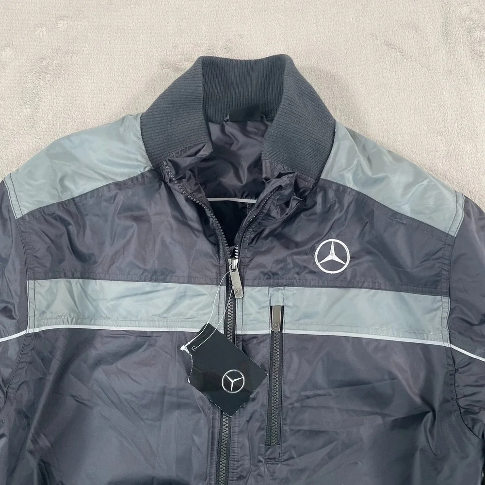 Mercedes Benz Drivers Bomber‎ Jacket Men XL Dark Grey Full Zip Logo NWT $395
